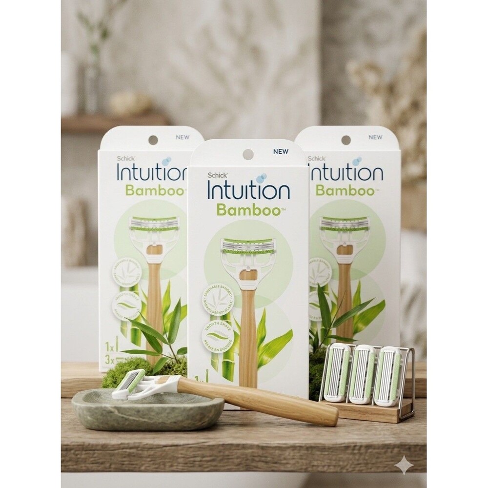 SCHICK Women Intuition Bamboo Hybrid Razor Kit 1 Handle+3 Cartridges, Lot of 3